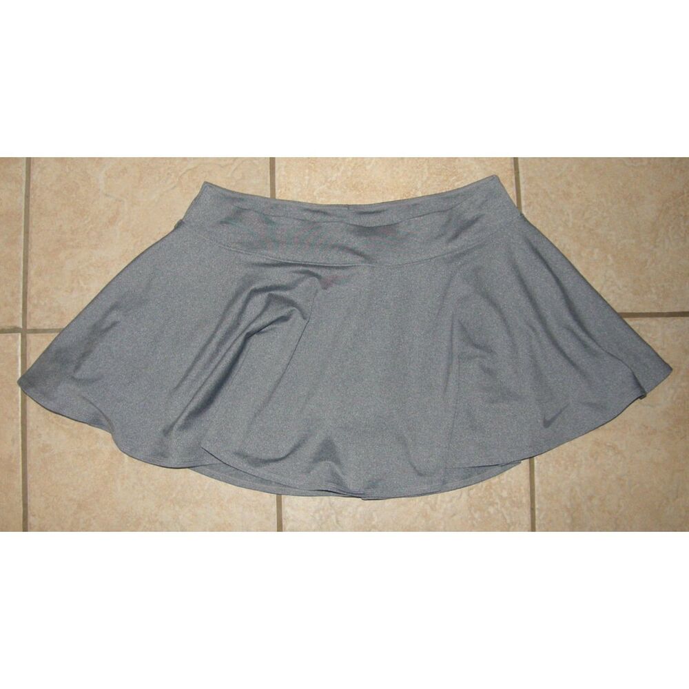 NIKE DRI-FIT Gray Sz XL Stretchy Pull On Baseline Tennis Flouncy Athletic Skort